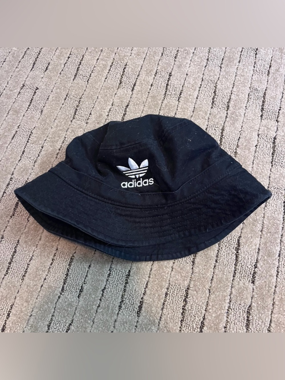 adidas Black Bucket Hat with White Trefoil
